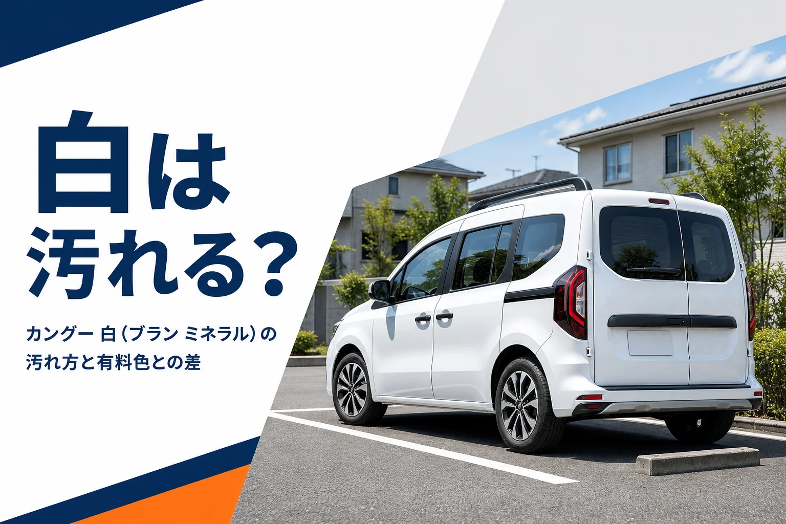 白いカングーを斜め後ろから見たイメージ