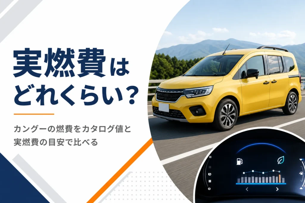 郊外を走るカングーと燃費のイメージ