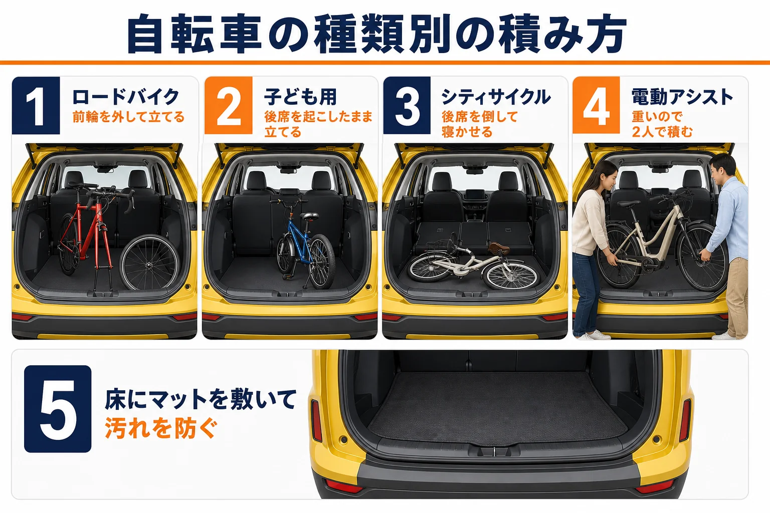 自転車の種類別の積み方の図解