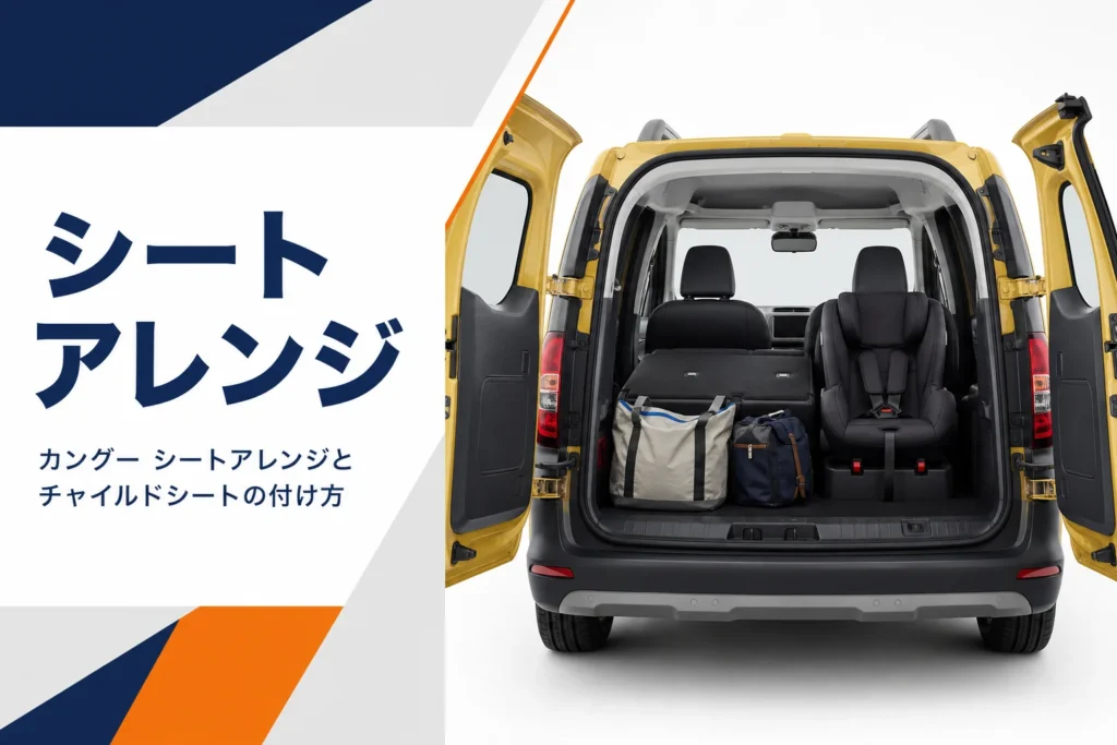 後席の片側を倒して荷物を積んだカングーのイメージ
