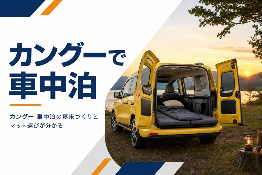 バックドアを開けて寝床を作ったカングーのイメージ