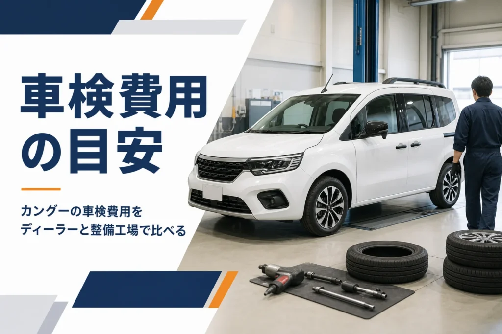 整備工場で車検を受けるカングーのイメージ